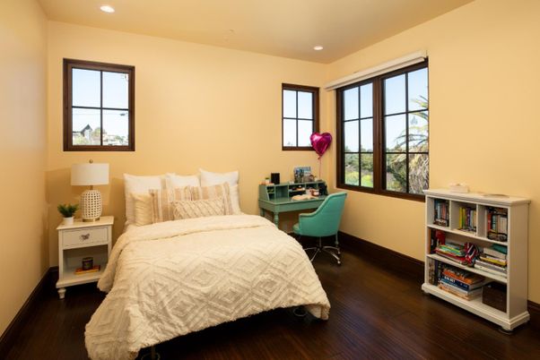 Bedroom, Home Office, Interior, Recessed Lighting, Wood Texture Flooring