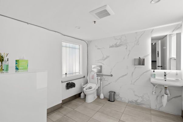 Bathroom, Interior, Marble Walls, Recessed Lighting