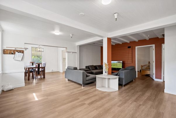 Dining room, Interior, Living room, Pendant Lights, Wood Texture Flooring