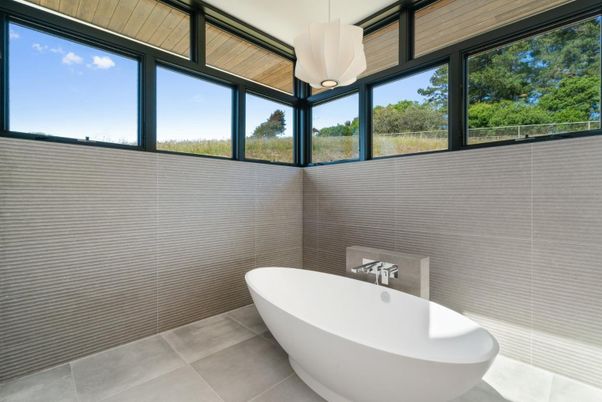 Bathroom, Free Standing Baths, Interior, Pendant Lights