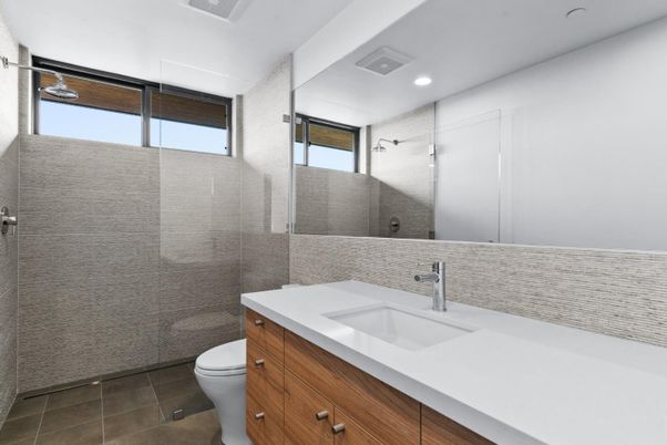 Bathroom, Glass Shower, Interior, Recessed Lighting