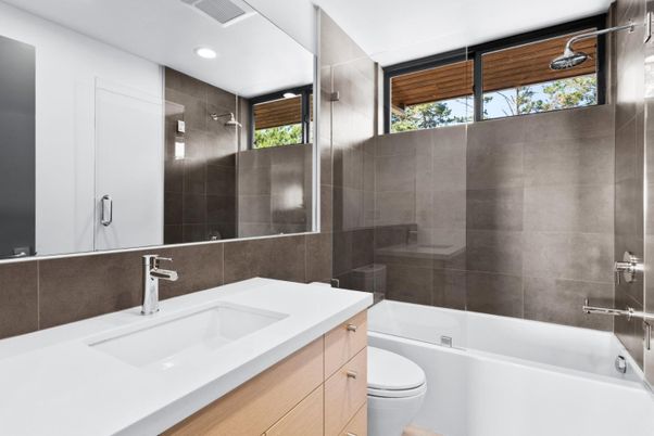 Bathroom, Glass Shower, Interior, Recessed Lighting