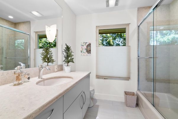 Bathroom, Glass Shower, Interior, Recessed Lighting