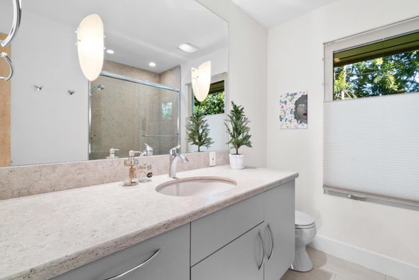 Bathroom, Glass Shower, Interior, Recessed Lighting