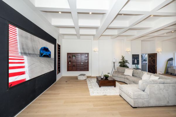 Interior, Living room, Recessed Lighting, Wood Texture Flooring