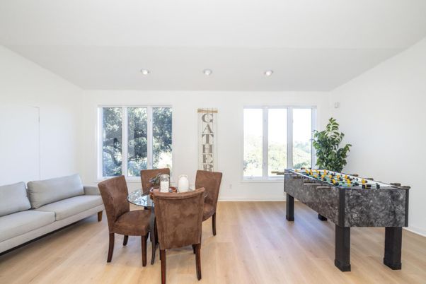 Dining room, Game Room, Interior, Wood Texture Flooring