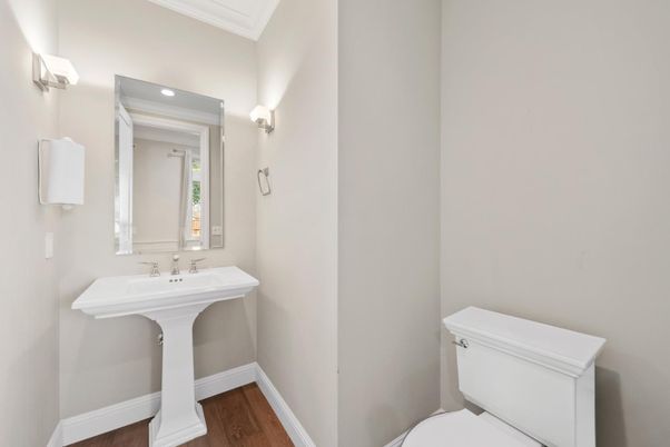 Bathroom, Interior, Recessed Lighting, Wood Texture Flooring