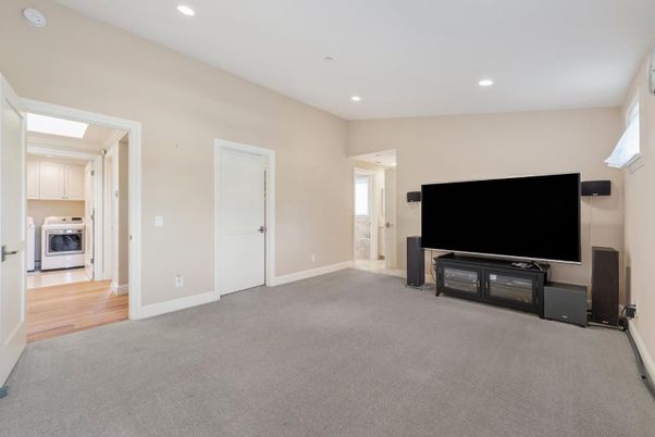 Empty room, Interior, Kitchen, Recessed Lighting, Wood Texture Flooring