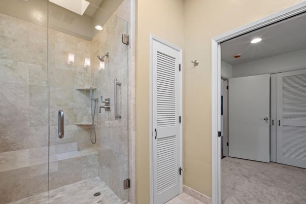 Bathroom, Glass Shower, Interior, Recessed Lighting