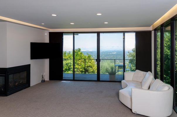 Empty room, Fireplace, Interior, Living room, Recessed Lighting