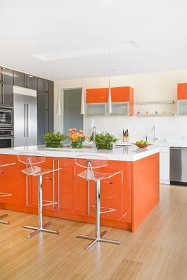Interior, Kitchen, Pendant Lights, Stainless Steel Appliances, Wood Texture Flooring