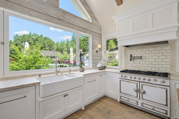 Interior, Kitchen, Stainless Steel Appliances, Wooden Beams, Wood Texture Flooring