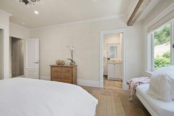 Bedroom, Interior, Recessed Lighting, Wooden Beams, Wood Texture Flooring