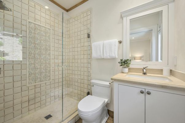 Bathroom, Glass Shower, Interior, Recessed Lighting