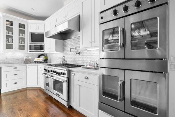 Interior, Kitchen, Stainless Steel Appliances, Wood Texture Flooring
