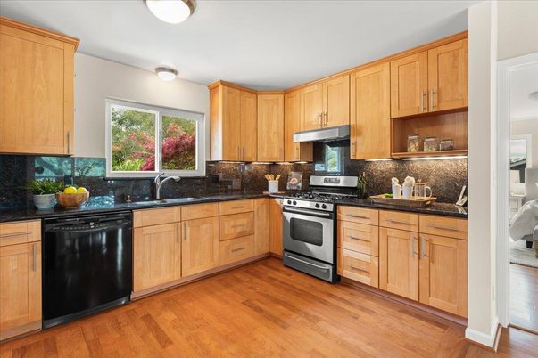 Interior, Kitchen, Stainless Steel Appliances, Wood Texture Flooring