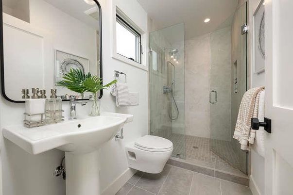 Bathroom, Glass Shower, Interior, Recessed Lighting
