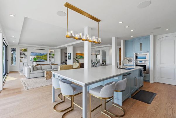 Dining room, Interior, Kitchen, Living room, Pendant Lights, Recessed Lighting, Stainless Steel Appliances, Wood Texture Flooring