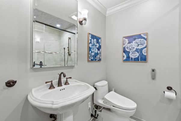 Bathroom, Glass Shower, Interior, Recessed Lighting