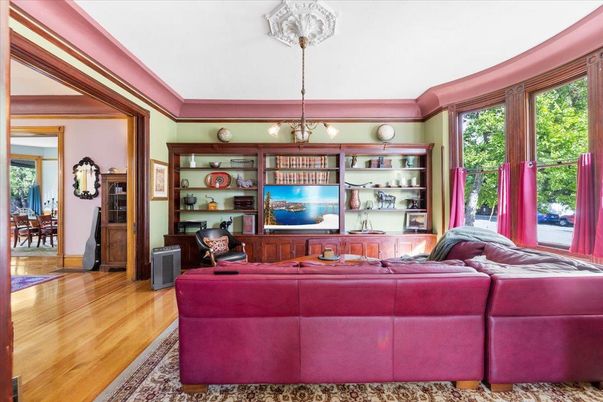 Interior, Living room, Pendant Lights, Wood Texture Flooring
