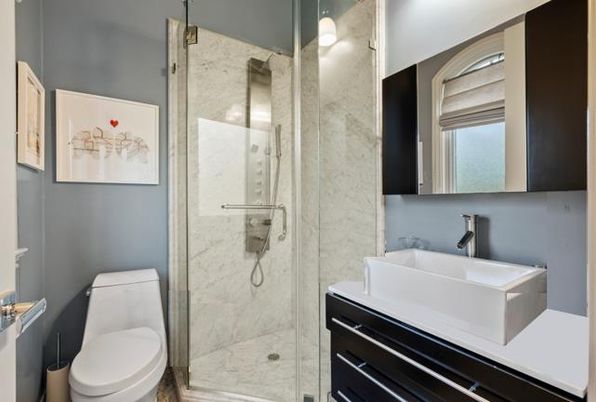 Bathroom, Glass Shower, Interior, Marble Walls