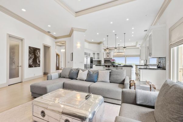 Interior, Kitchen, Living room, Pendant Lights, Recessed Lighting, Stainless Steel Appliances, Wood Texture Flooring