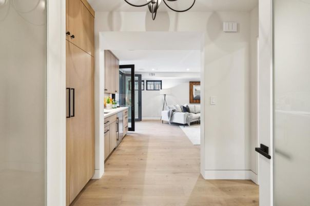 Interior, Kitchen, Living room, Recessed Lighting, Wood Texture Flooring