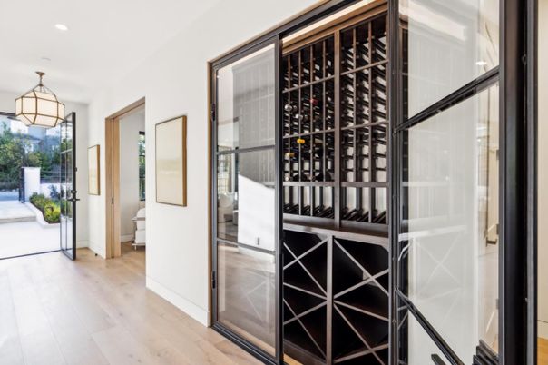 Interior, Pendant Lights, Recessed Lighting, Wine Storage, Wood Texture Flooring