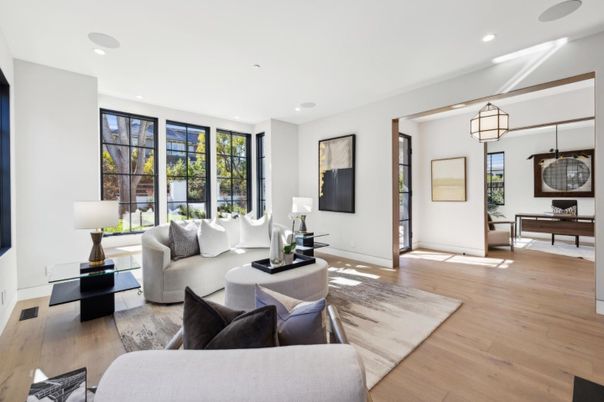 Interior, Living room, Recessed Lighting, Wood Texture Flooring