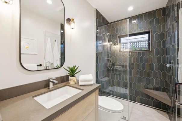 Bathroom, Glass Shower, Interior, Recessed Lighting