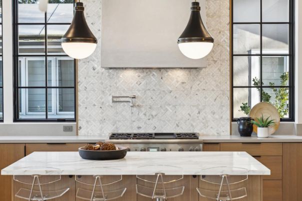 Interior, Kitchen, Marble Walls, Stainless Steel Appliances
