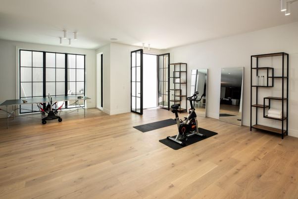 Fitness Equipment, Interior, Wood Texture Flooring