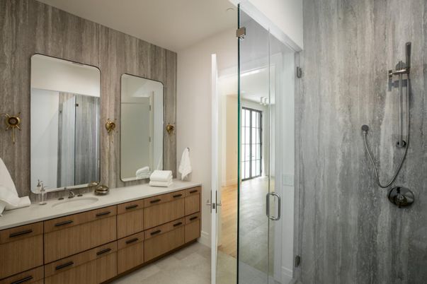 Bathroom, Dual Sink Vanities, Glass Shower, Interior
