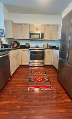 Interior, Kitchen, Stainless Steel Appliances, Wood Texture Flooring