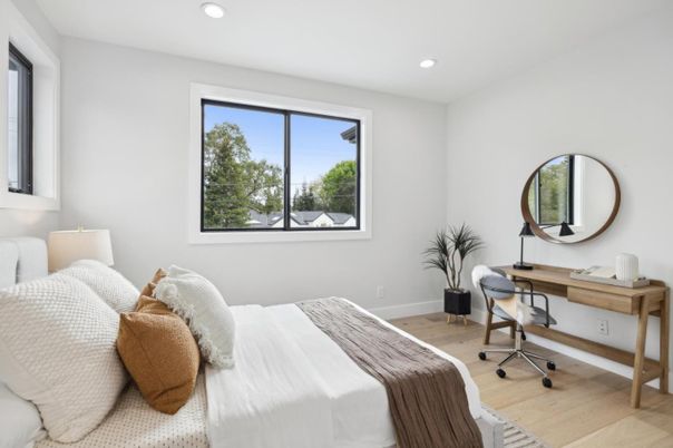 Bedroom, Home Office, Interior, Recessed Lighting, Wood Texture Flooring