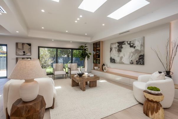 Interior, Living room, Recessed Lighting, Wood Texture Flooring