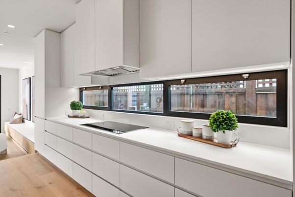 Interior, Kitchen, Recessed Lighting, Wood Texture Flooring
