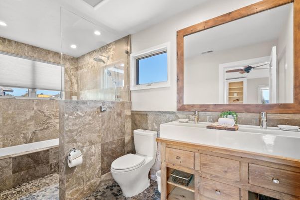 Bathroom, Glass Shower, Interior, Recessed Lighting