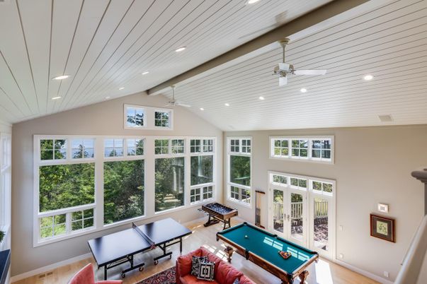 Billiard Table, Game Room, Interior, Recessed Lighting, Wood Texture Flooring