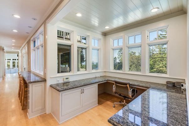 Home Office, Interior, Recessed Lighting, Wood Texture Flooring