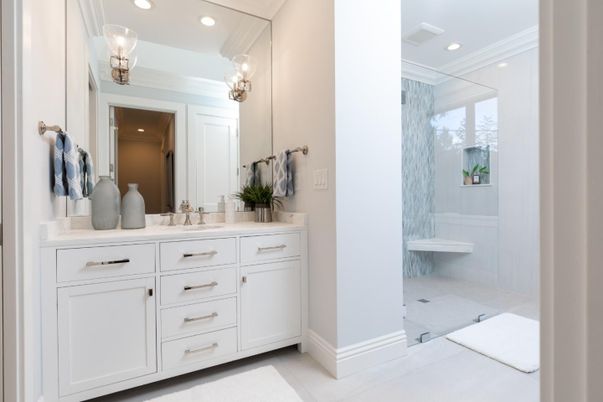 Bathroom, Dual Sink Vanities, Interior, Pendant Lights, Recessed Lighting