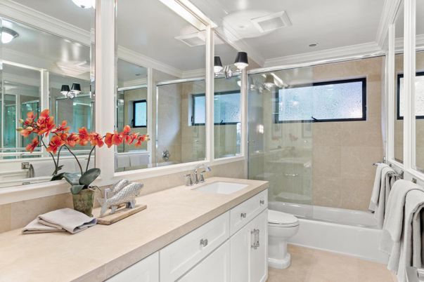 Bathroom, Glass Shower, Interior, Recessed Lighting