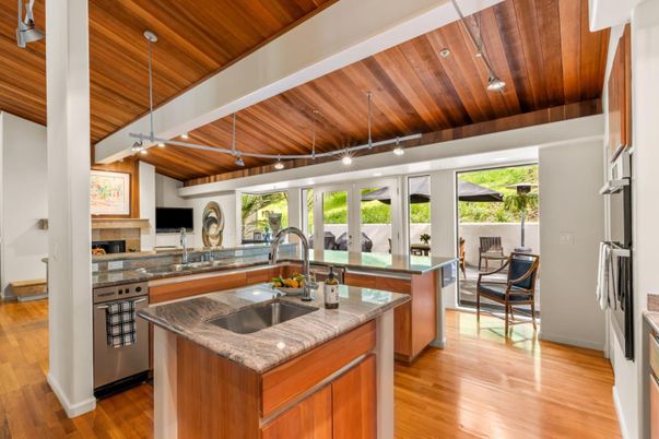 Dining room, Interior, Kitchen, Pendant Lights, Wooden Ceilings, Wood Texture Flooring