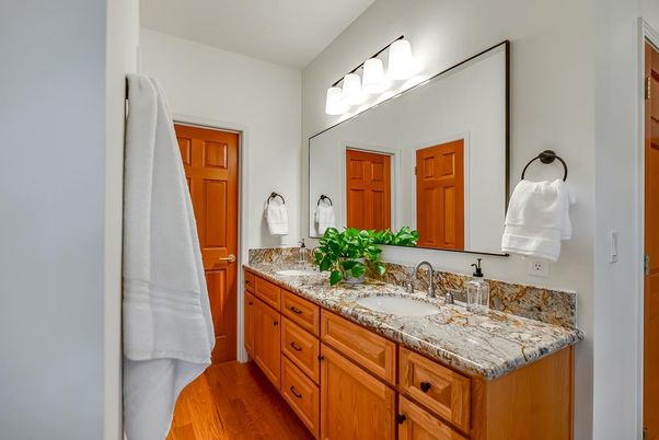 Bathroom, Dual Sink Vanities, Interior, Wood Texture Flooring