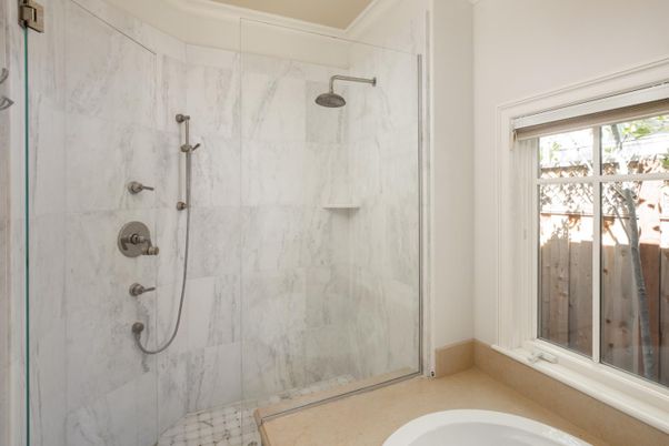 Bathroom, Glass Shower, Interior, Marble Walls