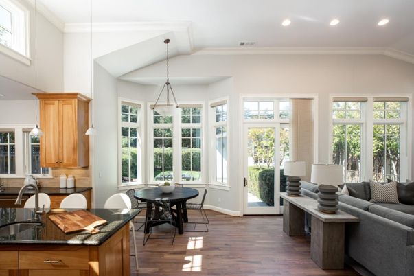Dining room, Interior, Kitchen, Living room, Pendant Lights, Recessed Lighting, Wood Texture Flooring