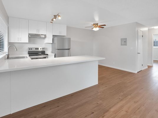 Interior, Kitchen, Stainless Steel Appliances, Wood Texture Flooring