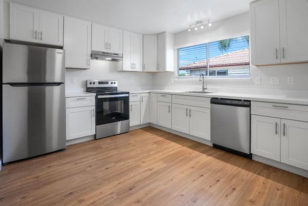 Interior, Kitchen, Stainless Steel Appliances, Wood Texture Flooring