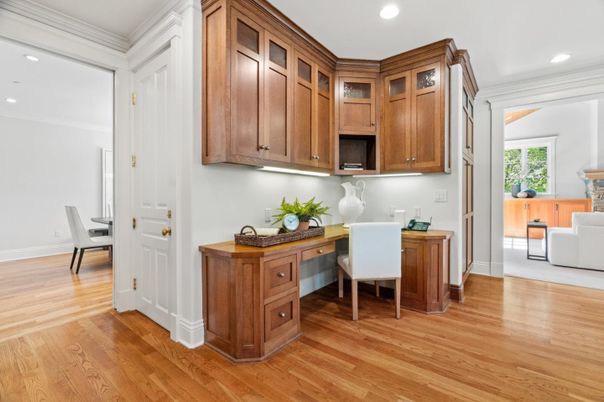 Home Office, Interior, Recessed Lighting, Wood Texture Flooring