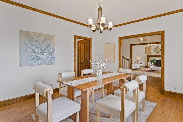 Chandelier, Dining room, Interior, Wood Texture Flooring